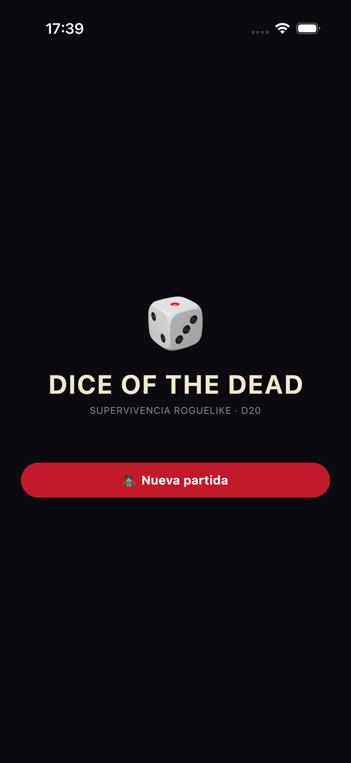Pantalla principal de Dice of the Dead